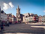 Day view of market square, it is popular touristic place, it is lined with cafes, restaurants and shops. Roermond, Netherlands
