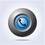 Blue button with phone handset icon. Vector illustration