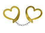 Handcuffs of love isolated on white background (conceptual idea of marriage)