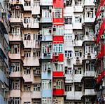 Old apartments in Hong Kong at day