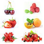 Set various berries (strawberries, raspberry, currant, cherry, apricots)