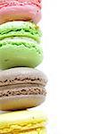 multicolored macaroon - almond cookies on white background