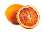 Bloody red oranges fruits isolated on white background