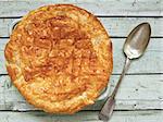 close up of a rustic meat potpie