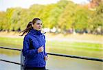 Young Beautiful Woman Running in the Autumn Park. Active Lifestyle