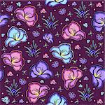 Illustration of seamless abstract floral background with butterflies