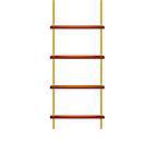 Wooden rope ladder in brown design on white background