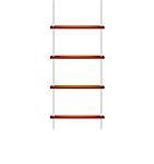 Wooden rope ladder with white rope on white background