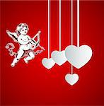 Decorative red vector background with Cupid for Valentine's day
