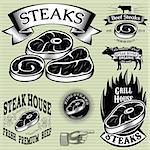 set vector template for grilling, barbecue, steak house, menu