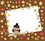 vector owl in the tree fall background with leaves
