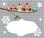 vector owl family in Santa hats