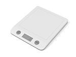 White kitchen weight scale on white background