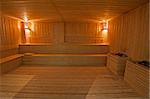 Interior of large sauna room in luxury health spa