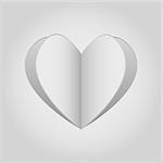 Cutout paper heart in white and grey shades