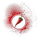 colorful illustration  with red pepper on white background