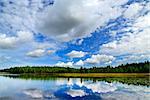 Lake and dramatic clouds. Lake Engozero, North Karelia, Russia