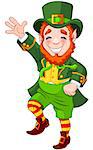 Full length drawing of a leprechaun dancing a jig