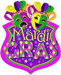 Mardi Gras Comedy and Tragedy Masks design, with place for text