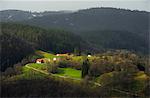 View of houses in valley near Lysefjord, Rogaland County, Norway