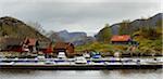 Panoramic view of village and harbor, Lysefjord, Rogaland County, Norway