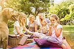 Three generation of women having picnic