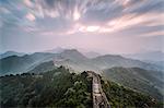 Hebei, China. The Great wall of China, Jinshanling section, at sunrise, long exposure