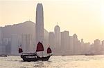 Hong Kong, China. Traditional chinese junk sail in Victoria harbour