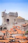 Europe, Croatia, Dalmatia, Dubrovnik, the Minceta Tower on the old city walls - part of the Old City of Dubrovnik Unesco World Heritage site - and one of the locations for King's Landing in Game of Thrones