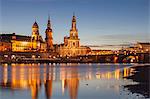 The panorama of Dresden in Saxony with the River Elbe in the foreground.