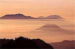 Indonesia, Java, Bromo. A beautiful early morning scene of the Tengger Massif from Mount Penanjakan.  Raung volcano is in the middle distance on the right.