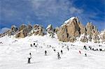 Skiing, Wolkenstein, Santa Caterina, Groedner Joch, Sella Ronda, South Tyrol, Italy