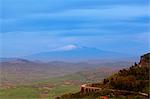Italy, Sicily, Enna. Surroundings of Enna with Mount Etna in the background.