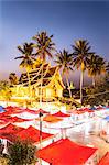 Laos, Luang Prabang. Wat Mai temple and night market, at dusk