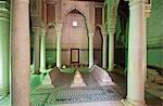 The Saadian Tombs, dating back to the 16th century, are the final resting place of about sixty members of the Saadi Dynasty that originated in the valley of the Draa River. Among the graves are those of Al-Mansur and his family. The monuments are made of italian Carrara marble. Marrakech, Morocco