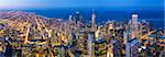 USA, Illinois, Chicago. Elevated dusk view over the city from the Willis Tower.