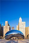 USA, Illinois, Chicago. The Cloud Gate Sculpture. Designed by Anish Kapoor and finished in 2006, it is locally known as the Bean.