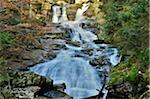 Scenic view of waterfall and stream in autumn, Bavarian Forest National Park, Bodenmais, Regen District, Bavaria, Germany