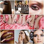 Collage of women applying make-up