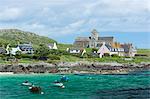 The ancient Iona Abbey and St. Oran's Chapel on the Isle of Iona, Inner Hebrides and Western Isles, Scotland, United Kingdom, Europe