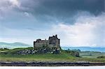 Sound of Mull and Duart Castle, home of Maclean clan, on the Isle of Mull in the Inner Hebrides, Western Isles, Scotland, United Kingdom, Europe