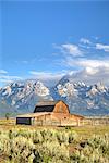 John Moulton Homestead, Barn dating from the 1890s, Mormon Row, Grand Teton National Park, Wyoming, United States of America, North America