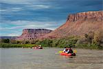 Kayaking and rafting down the Colorado River, Castle Valley near Moab, Utah, United States of America, North America