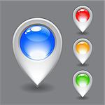 Set of white map pointer icon. Vector illustration