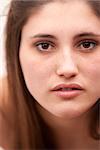 portrait of a beautiful girl with DOF calibrated to have lips on focus