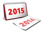 3d illustration of 2015 year calendar over white background