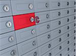 3d illustration of deposit boxes with one selected
