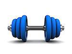 3d illustration of blue dumbell over white