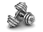 3d illustration of dumbells pair over white background