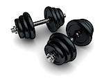 3d illustration of two black dumbells over white background